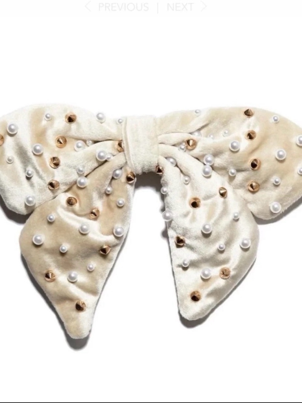 Lele Sadoughi Cream Embellished Pearl and Stud Oversized Bow Hair Barrette Clip